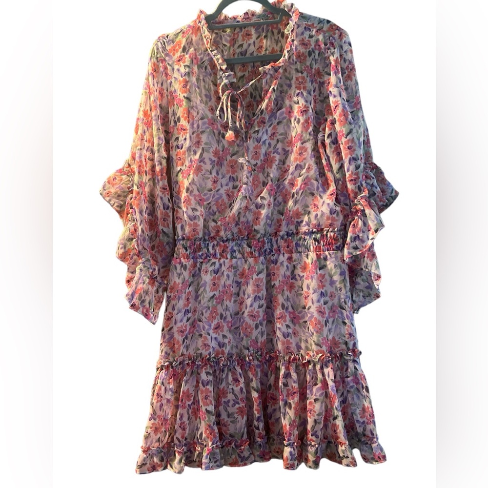 Pink flowered summer dress
